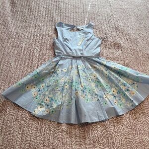 LC Lauren Conrad Sky Blue Floral Midi Dress